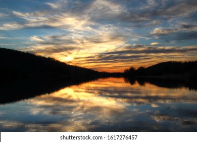 Sunset Over Keystone Lake In Spring