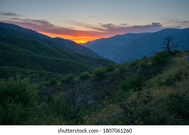 Sunset Over Kings Canyon National Park In The Usa