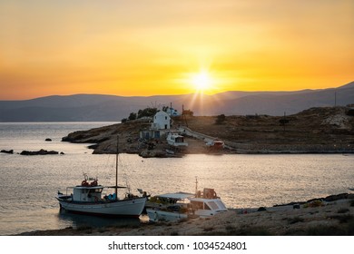 Sunset Over The Koufonisia Islands In Greece, Cyclades