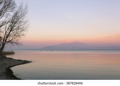 Sunset over the lake