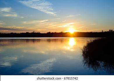 Sunset Over A Lake