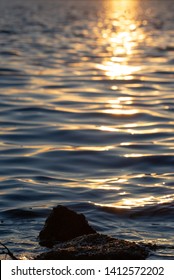 Sunset Over Lake Cadillac Michigan Water Golden Glow Sunrise