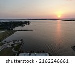 Sunset over lake Charles in Lousiana