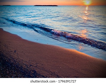 Sunset Over Lake Erie Waves