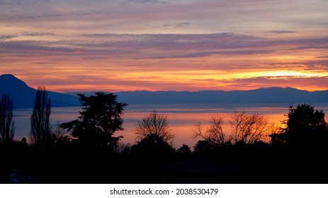 Sunset Over Lake Geneva Switzerland