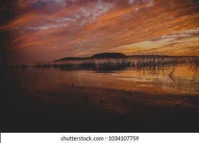 Sunset Over Lake Medina In Texas