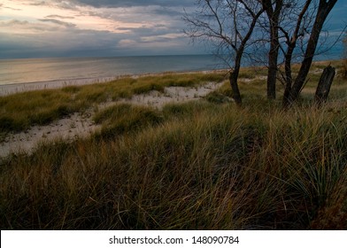 Sunset Over Lake Michigan At Indiana Dunes National Lakeshore.