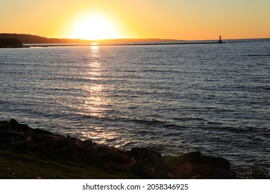 Sunset over Lake Michigan and Little Traverse Bay, at Petoskey, in Northern Michigan. - Shutterstock ID 2058346925