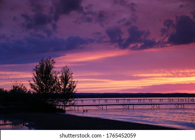 Sunset Over Lake Michigan In Traverse City, Michigan