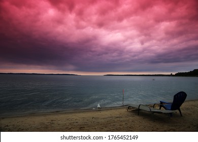 Sunset Over Lake Michigan In Traverse City, Michigan