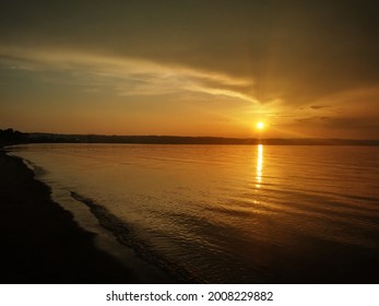 Sunset Over Lake Vättern In Jönköping On A Summers Day.