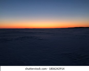 Sunset over lake Oneida in the winter