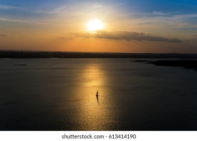 Sunset Over Lake Travis In Austin, Texas