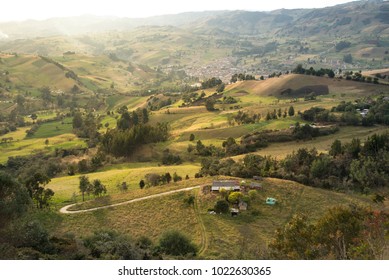 Sunset Over Landscape In A Valley: Colombia
