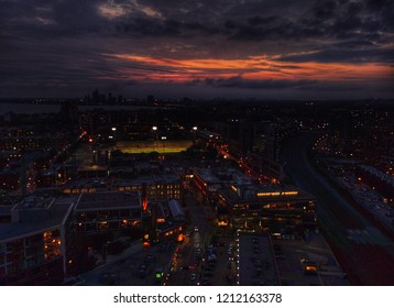 Sunset Over Liberty Village In Downtown Toronto, Canada