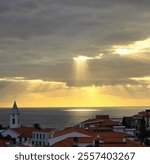 Sunset over Madiera port town