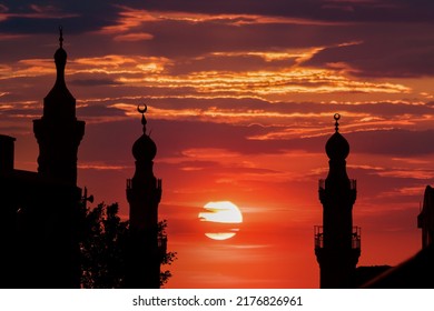 Sunset Over Mamluk Mosque And Minaret