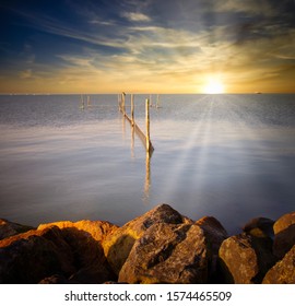 Sunset Over The Markermeer In Lelystad