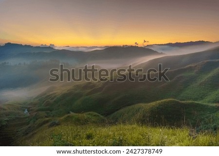 Sunset over Markham Valley in Eastern West Khasi Hills Meghalaya