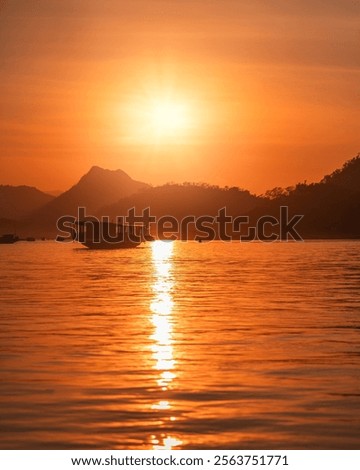 Sunset over Mekong River in Luang Prabang, Laos