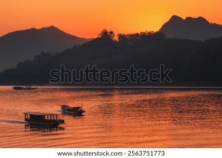 Sunset over Mekong River in Luang Prabang, Laos