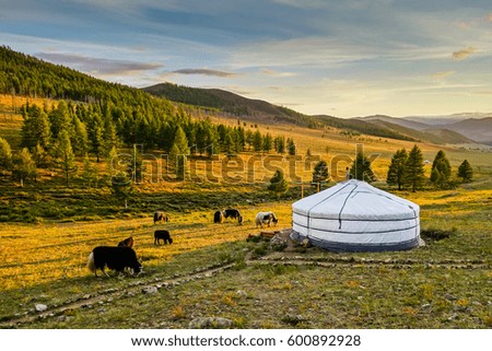 Sunset over Mongolian valley