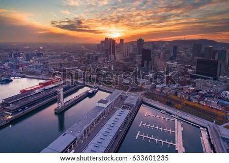 Sunset over Montreal downtown