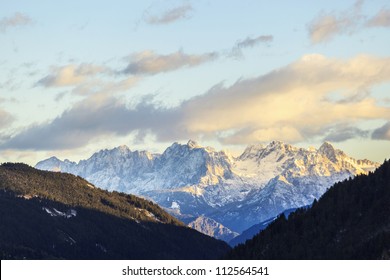 Sunset over mountain range