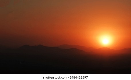 Sunset over the mountain range