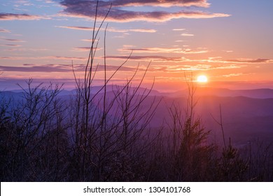 Sunset over the mountains of the Cherokee National Forest, Cherohala Skyway, Southeastern Tennesee, USA