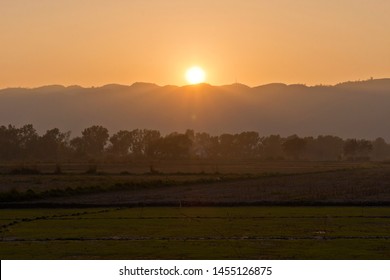 Sunset Over The Mountains At Nyaung Shwe, Myanmar (Birma)