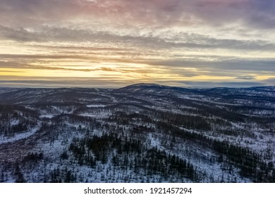 Sunset Over Murmansk Overlooking The Kola Bay