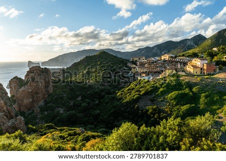 Sunset over Nebida Mining Town in Sardinia, Italy
