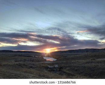 Sunset Over The North Platte River In Wyoming