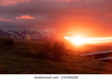 Sunset Over Eyjafjörður In Northern Iceland At Sunset 