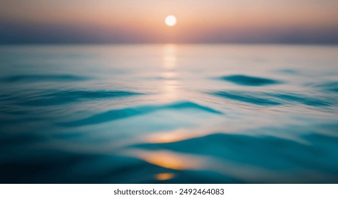 Sunset over ocean, calm water wave, Minimal scene, relaxing view, macro shot - Powered by Shutterstock