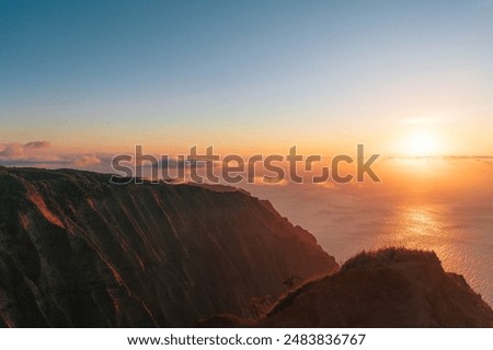 Sunset over the ocean in Kokee State Park on Kauai, HI