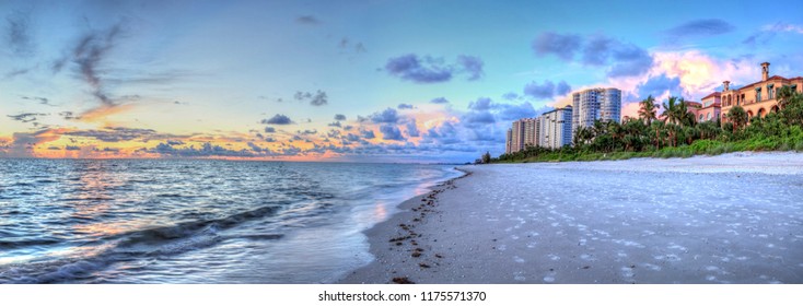 Sunset over the ocean at Vanderbilt Beach in Naples, Florida