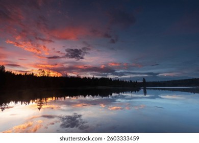 Sunset over the Oderteich in Germany
