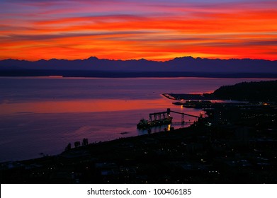 Sunset Over the Olympic Mountains
