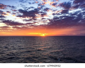 Sunset Over The Open Ocean.