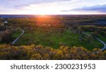 Sunset over Orchard Glen Park in south Fargo North Dakota.