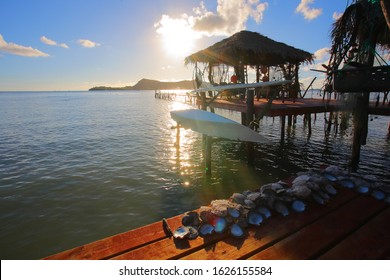 Sunset Over A Pearl Farm In Polynesia