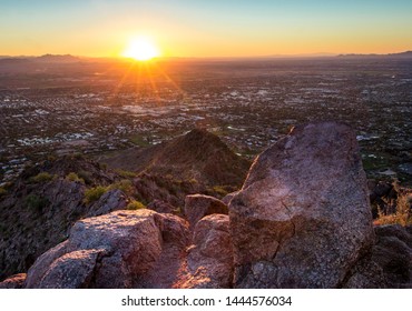 Sunset over Phoenix, Arizona from Camelback Mountain
