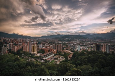 A Sunset Over The Poblado In Medellín Colombia.