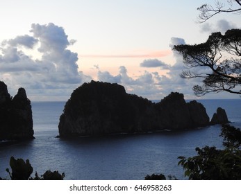 Sunset Over Pola Island At The National Park Of American Samoa