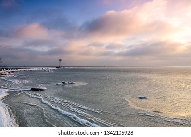 Sunset over Pucka Bay (Zatoka Pucka [PL]).  - Shutterstock ID 1342105928