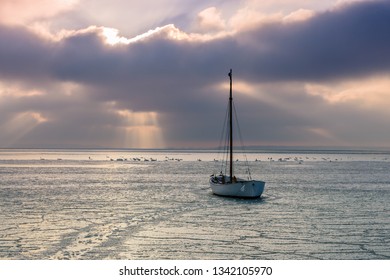 Sunset over Pucka Bay (Zatoka Pucka [PL]).  - Shutterstock ID 1342105970
