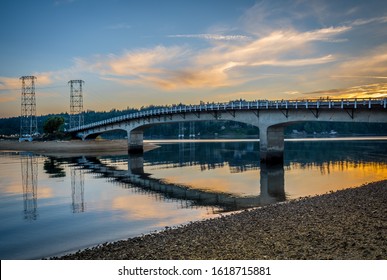 Sunset Over The Purdy Bridge In Gig Harbor, WA.