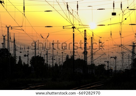 Sunset over the railroad tracks